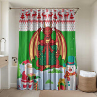 Wales Christmas Bathroom Set with Red Dragon Gift and Holiday Crest Snow Scene - Wonder Print Shop