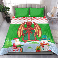 Wales Christmas Bedding Set with Red Dragon Gift and Holiday Crest Snow Scene - Wonder Print Shop