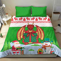 Wales Christmas Bedding Set with Red Dragon Gift and Holiday Crest Snow Scene - Wonder Print Shop