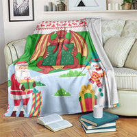 Wales Christmas Blanket with Red Dragon Gift and Holiday Crest Snow Scene - Wonder Print Shop