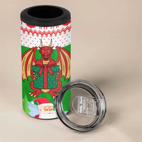 Wales Christmas 4 in 1 Can Cooler Tumbler with Red Dragon Gift and Holiday Crest Snow Scene - Wonder Print Shop