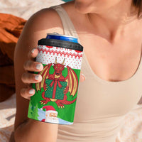 Wales Christmas 4 in 1 Can Cooler Tumbler with Red Dragon Gift and Holiday Crest Snow Scene - Wonder Print Shop