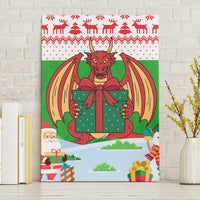 Wales Christmas Canvas Wall Art with Red Dragon Gift and Holiday Crest Snow Scene - Wonder Print Shop