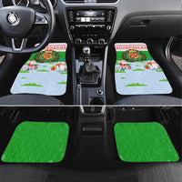 Wales Christmas Car Mats with Red Dragon Gift and Holiday Crest Snow Scene - Wonder Print Shop