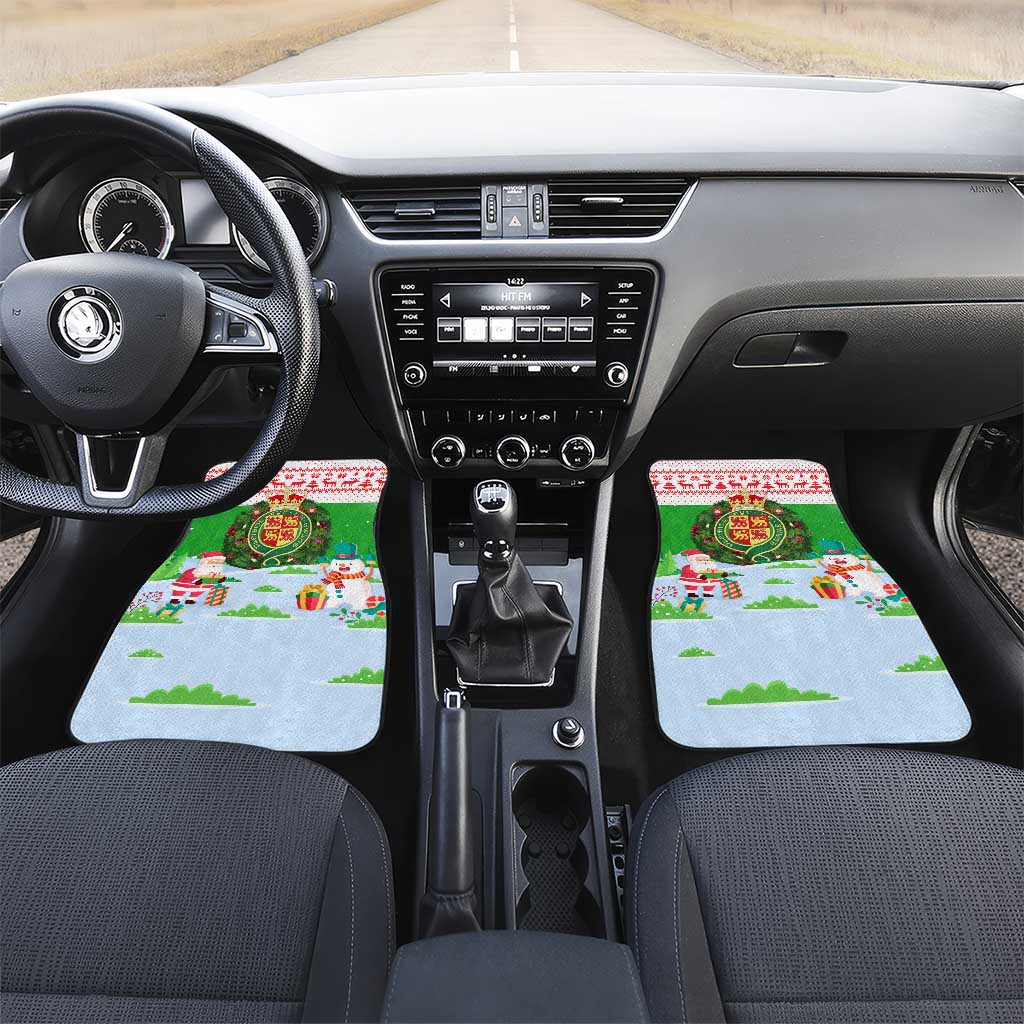 Wales Christmas Car Mats with Red Dragon Gift and Holiday Crest Snow Scene - Wonder Print Shop
