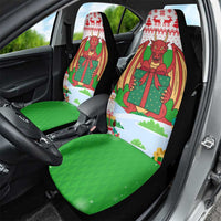 Wales Christmas Car Seat Cover with Red Dragon Gift and Holiday Crest Snow Scene - Wonder Print Shop