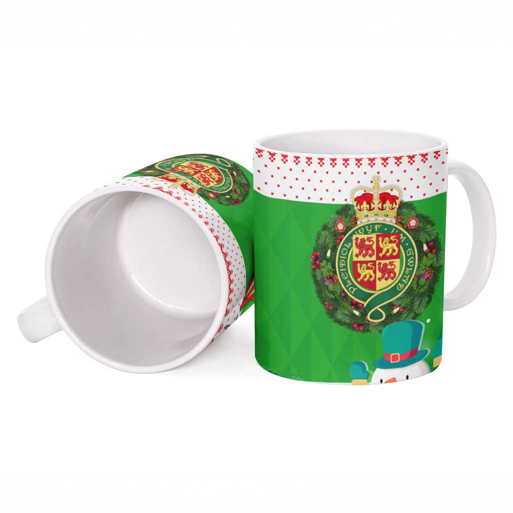 Wales Christmas Ceramic Mug with Red Dragon Gift and Holiday Crest Snow Scene - Wonder Print Shop