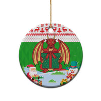 Wales Christmas Ceramic Ornament with Red Dragon Gift and Holiday Crest Snow Scene - Wonder Print Shop
