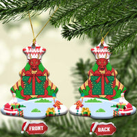 Wales Christmas Ceramic Ornament with Red Dragon Gift and Holiday Crest Snow Scene - Wonder Print Shop