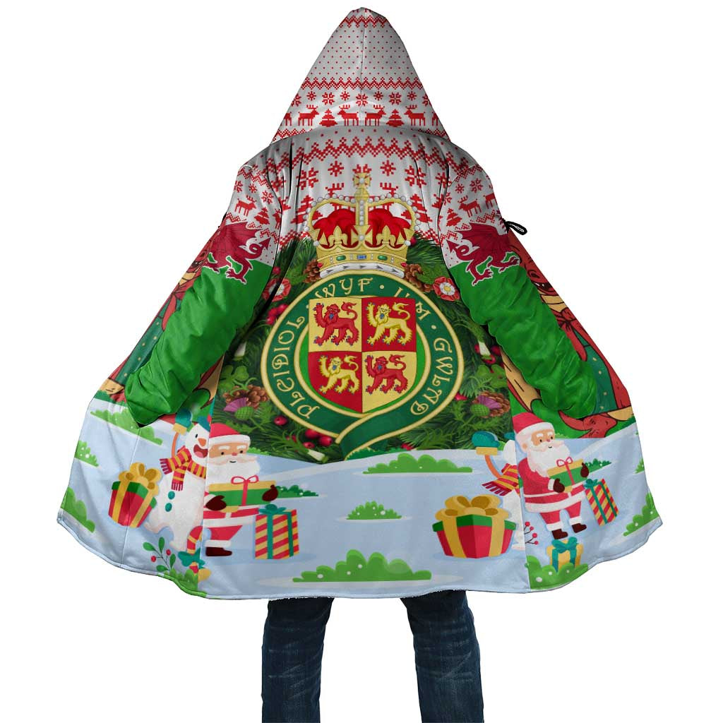 Wales Christmas Cloak with Red Dragon Gift and Holiday Crest Snow Scene - Wonder Print Shop