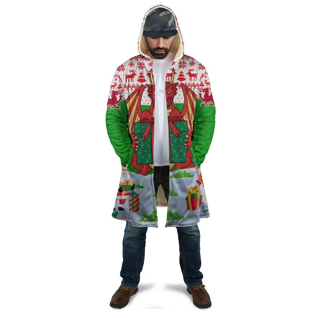 Wales Christmas Cloak with Red Dragon Gift and Holiday Crest Snow Scene - Wonder Print Shop