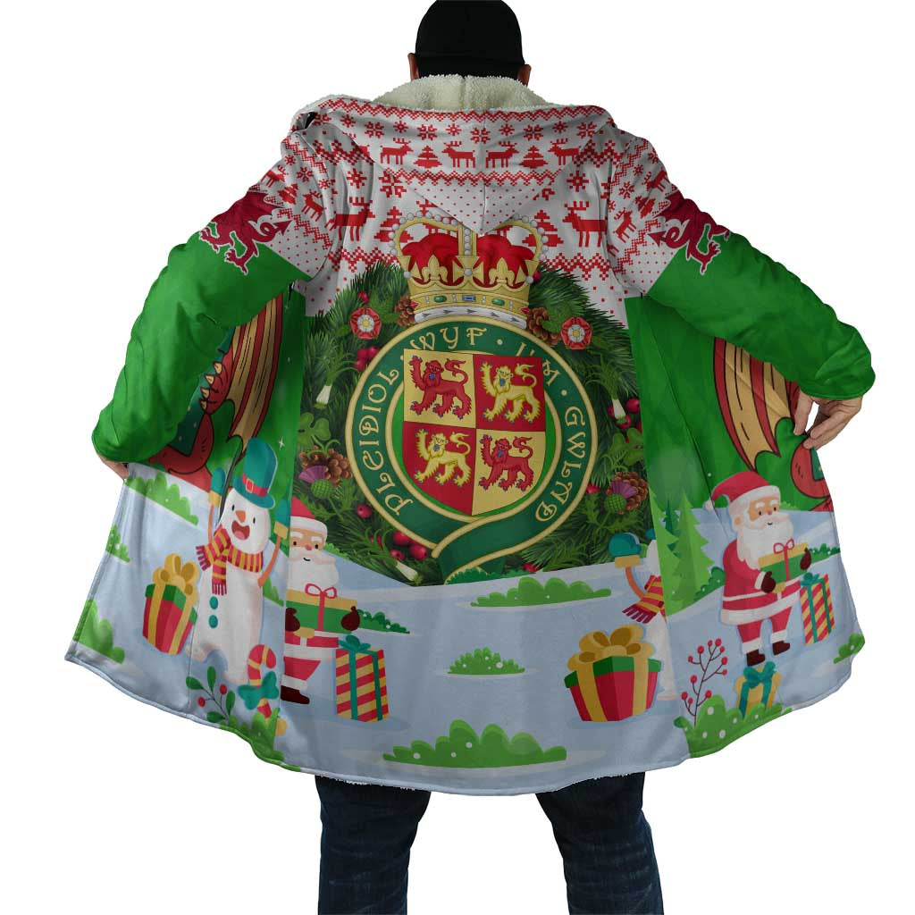 Wales Christmas Cloak with Red Dragon Gift and Holiday Crest Snow Scene - Wonder Print Shop