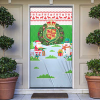 Wales Christmas Door Cover with Red Dragon Gift and Holiday Crest Snow Scene - Wonder Print Shop