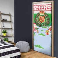 Wales Christmas Door Cover with Red Dragon Gift and Holiday Crest Snow Scene - Wonder Print Shop