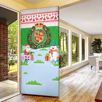 Wales Christmas Door Cover with Red Dragon Gift and Holiday Crest Snow Scene - Wonder Print Shop