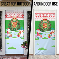 Wales Christmas Door Cover with Red Dragon Gift and Holiday Crest Snow Scene - Wonder Print Shop