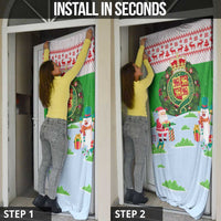 Wales Christmas Door Cover with Red Dragon Gift and Holiday Crest Snow Scene - Wonder Print Shop