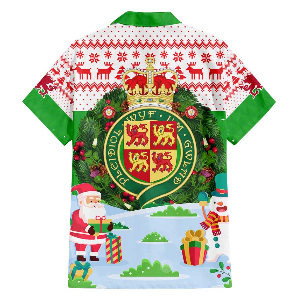 Wales Christmas Family Matching Long Sleeve Bodycon Dress and Hawaiian Shirt with Red Dragon Gift and Holiday Crest Snow Scene - Wonder Print Shop