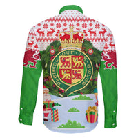 Wales Christmas Family Matching Long Sleeve Bodycon Dress and Hawaiian Shirt with Red Dragon Gift and Holiday Crest Snow Scene - Wonder Print Shop