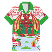 Wales Christmas Family Matching Mermaid Dress and Hawaiian Shirt with Red Dragon Gift and Holiday Crest Snow Scene - Wonder Print Shop