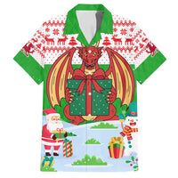 Wales Christmas Family Matching Off Shoulder Maxi Dress and Hawaiian Shirt with Red Dragon Gift and Holiday Crest Snow Scene - Wonder Print Shop