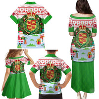 Wales Christmas Family Matching Puletasi and Hawaiian Shirt with Red Dragon Gift and Holiday Crest Snow Scene - Wonder Print Shop