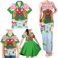 Wales Christmas Family Matching Tank Maxi Dress and Hawaiian Shirt with Red Dragon Gift and Holiday Crest Snow Scene - Wonder Print Shop