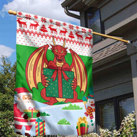 Wales Christmas Garden Flag with Red Dragon Gift and Holiday Crest Snow Scene - Wonder Print Shop