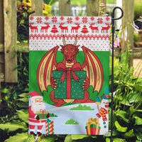 Wales Christmas Garden Flag with Red Dragon Gift and Holiday Crest Snow Scene - Wonder Print Shop