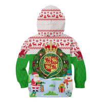 Wales Christmas Kid Hoodie with Red Dragon Gift and Holiday Crest Snow Scene - Wonder Print Shop