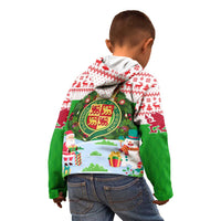 Wales Christmas Kid Hoodie with Red Dragon Gift and Holiday Crest Snow Scene - Wonder Print Shop