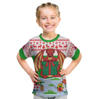 Wales Christmas Kid T Shirt with Red Dragon Gift and Holiday Crest Snow Scene - Wonder Print Shop