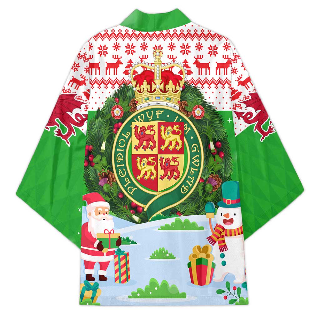 Wales Christmas Kimono with Red Dragon Gift and Holiday Crest Snow Scene - Wonder Print Shop