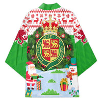 Wales Christmas Kimono with Red Dragon Gift and Holiday Crest Snow Scene - Wonder Print Shop