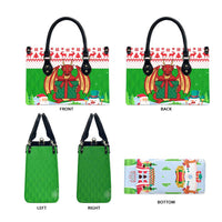 Wales Christmas Leather Bag with Red Dragon Gift and Holiday Crest Snow Scene - Wonder Print Shop