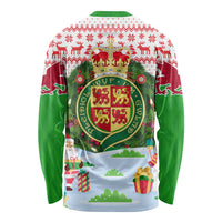 Wales Christmas Long Sleeve Shirt with Red Dragon Gift and Holiday Crest Snow Scene - Wonder Print Shop