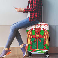 Wales Christmas Luggage Cover with Red Dragon Gift and Holiday Crest Snow Scene - Wonder Print Shop