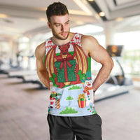 Wales Christmas Men Tank Top with Red Dragon Gift and Holiday Crest Snow Scene - Wonder Print Shop