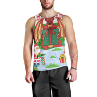 Wales Christmas Men Tank Top with Red Dragon Gift and Holiday Crest Snow Scene - Wonder Print Shop