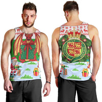 Wales Christmas Men Tank Top with Red Dragon Gift and Holiday Crest Snow Scene - Wonder Print Shop