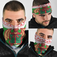 Wales Christmas Neck Gaiter with Red Dragon Gift and Holiday Crest Snow Scene - Wonder Print Shop