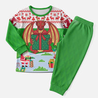 Wales Christmas Pajama Set with Red Dragon Gift and Holiday Crest Snow Scene - Wonder Print Shop