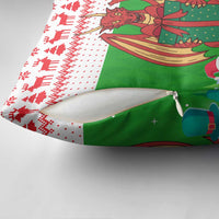 Wales Christmas Pillow Cover with Red Dragon Gift and Holiday Crest Snow Scene - Wonder Print Shop