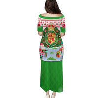 Wales Christmas Puletasi with Red Dragon Gift and Holiday Crest Snow Scene - Wonder Print Shop