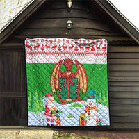 Wales Christmas Quilt with Red Dragon Gift and Holiday Crest Snow Scene - Wonder Print Shop