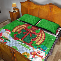 Wales Christmas Quilt Bed Set with Red Dragon Gift and Holiday Crest Snow Scene - Wonder Print Shop