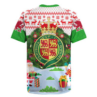 Wales Christmas Rugby Jersey with Red Dragon Gift and Holiday Crest Snow Scene - Wonder Print Shop