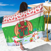 Wales Christmas Sarong with Red Dragon Gift and Holiday Crest Snow Scene - Wonder Print Shop