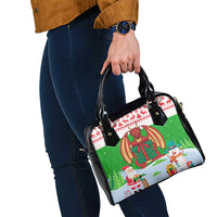 Wales Christmas Shoulder Handbag with Red Dragon Gift and Holiday Crest Snow Scene - Wonder Print Shop