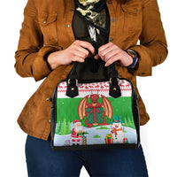 Wales Christmas Shoulder Handbag with Red Dragon Gift and Holiday Crest Snow Scene - Wonder Print Shop